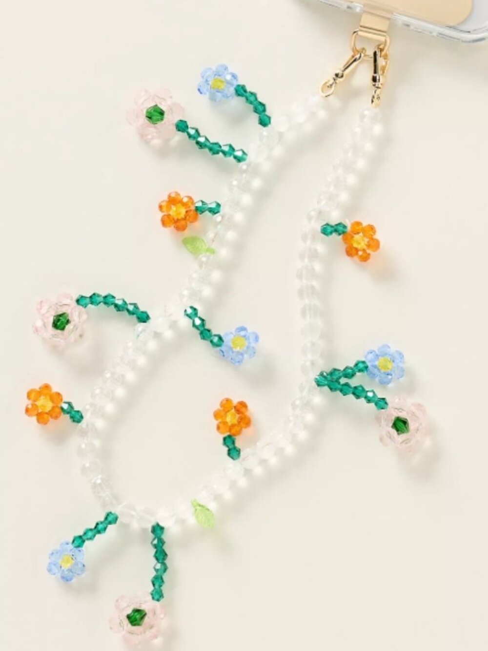 NWT Anthropologie Daisy Beaded Phone Chain